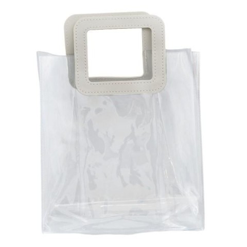 BUSTA PVC CON MANICO IN PELLE H28X25X13